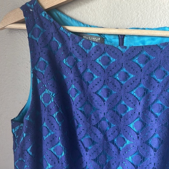 MUSETTE Blue Fit and Flare Sleeveless Midi Dress - Picture 4 of 9